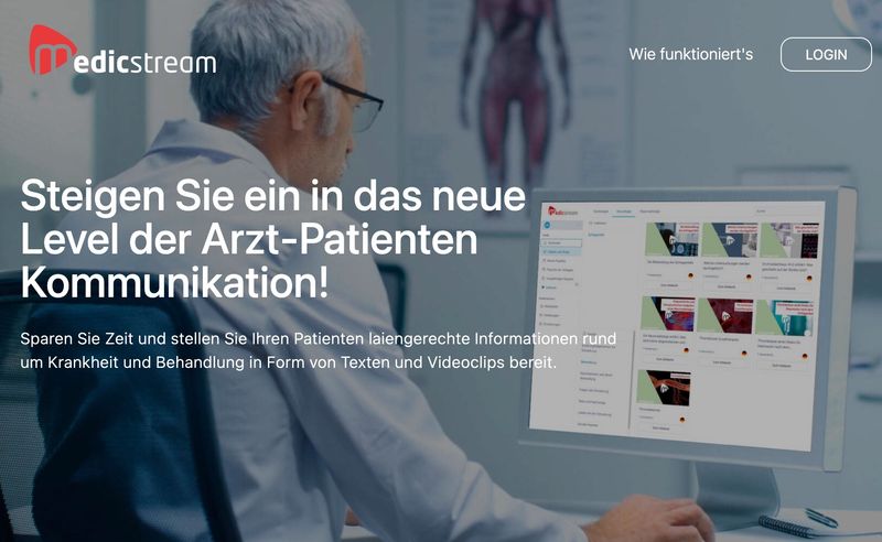 Medicstream – Digitale Plattform für moderne Arzt-Patienten-Kommunikation Screenshot der Medicstream Plattform für Arzt-Patienten-Kommunikation